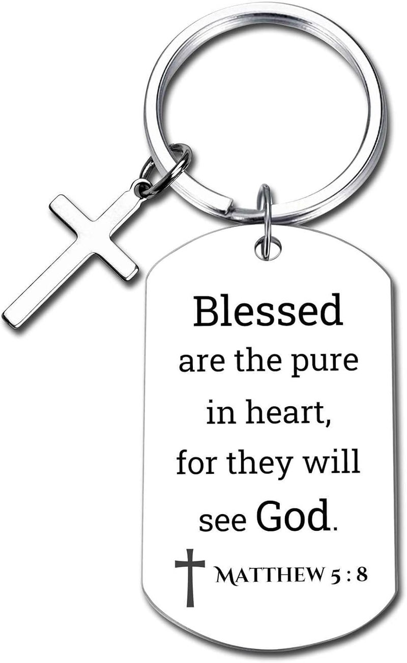 GiftYou Inspirational Scripture Metal Key Chains with Cross Pendant - Bible Verse Keychain Religious Gift for Christian - Image 1